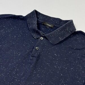 Vince Polo Shirt Mens Large Blue Speckled Cotton Jersey Short‎ Sleeve Casual